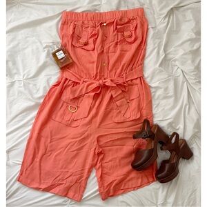 Baby Phat Coral Jumpsuit with Belted Waist